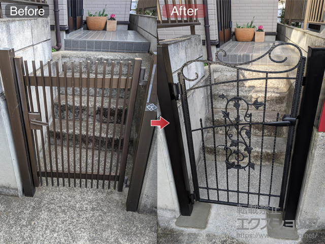 神奈川県横浜市のの門扉 プロヴァンス1型 片開き 門柱タイプ 施工例