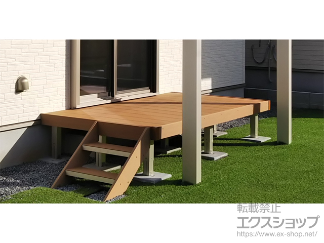 茨城県水戸市ののウッドデッキ マージウッドデッキ＋ステップSタイプ（2段） 施工例