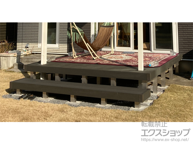 千葉県成田市ののウッドデッキ リウッドデッキ 200＋段床セット 正面1段 施工例