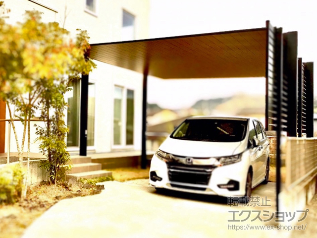 鹿児島県鹿児島市ののカーポート カーポートSCワイド 木調マテリアルカラー 積雪〜20cm対応 施工例