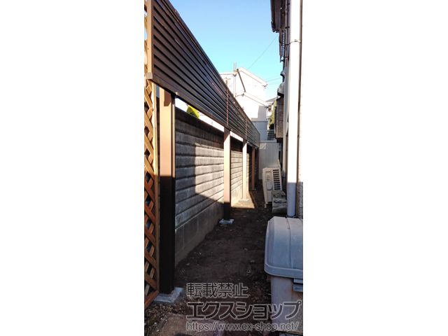 神奈川県川崎市ののフェンス・柵 ミエーネ目隠しルーバーフェンス 上段のみ設置 自立建て用 施工例