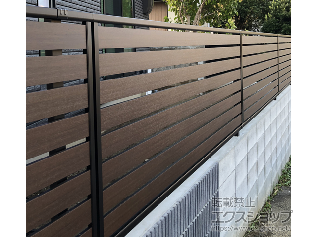 千葉県市原市ののフェンス・柵 モクアルフェンス 横板タイプ 自由柱施工 施工例