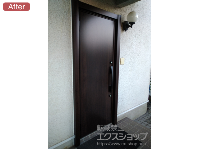 神奈川県川崎市のLIXIL リクシル（トステム）の玄関ドア リシェント玄関ドア3 断熱K4仕様 片開き仕様(ランマ無)L M17型 ※手動仕様 施工例