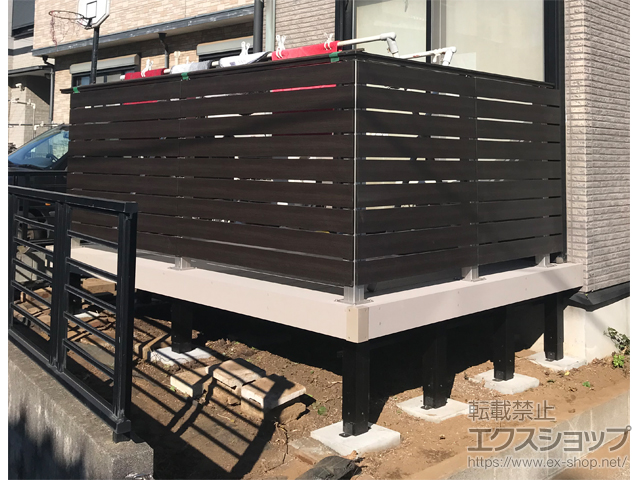 千葉県千葉市ののウッドデッキ リウッドデッキ 200＋ルシアスデッキフェンスA01型<横板格子タイプ> 施工例