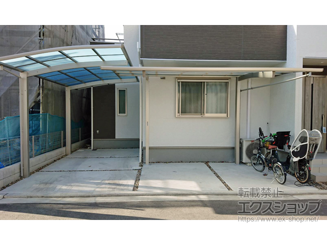 大阪府松原市ののカーポート レイナポートREグラン 前下がり 積雪〜20cm対応 施工例