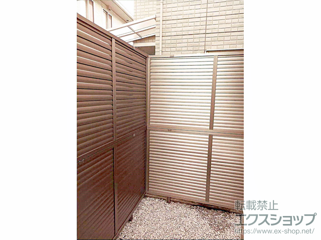 大阪府羽曳野市ののフェンス・柵 フェンスAB YL3型 横ルーバー3　アルミ多段柱仕様 施工例