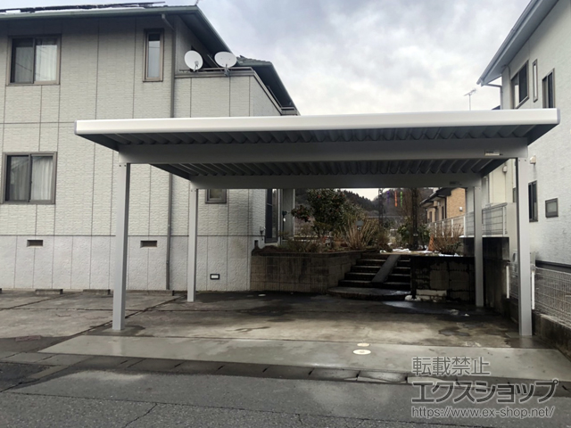 福島県白河市ののカーポート ジーポートneo Aタイプ 2台用 角柱4本柱 積雪〜100cm対応 施工例