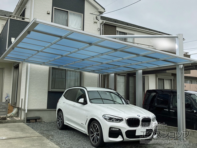 三重県三重郡菰野町ののカーポート ダブルフェース 積雪〜20cm対応 側面支持タイプ 施工例