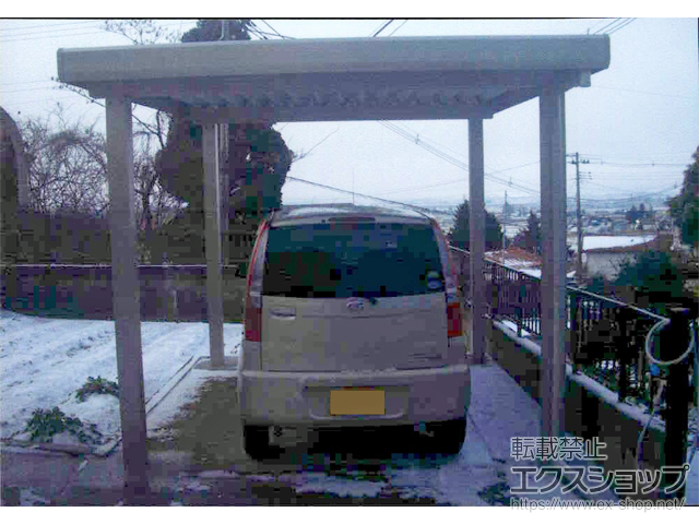 福島県会津若松市ののカーポート ジーポートneo Aタイプ 角柱4本柱 積雪〜100cm対応 施工例