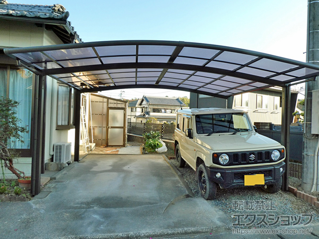 静岡県袋井市ののカーポート ネスカR (ラウンドスタイル) ワイド 積雪〜20cm対応 施工例