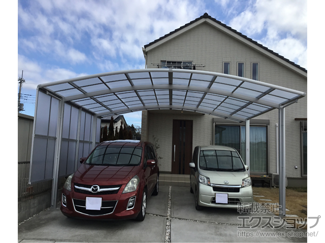 千葉県茂原市ののカーポート ネスカR (ラウンドスタイル) ワイド 積雪〜20cm対応 施工例