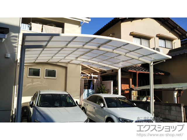 広島県広島市ののカーポート ネスカR (ラウンドスタイル) ワイド 積雪〜20cm対応 施工例