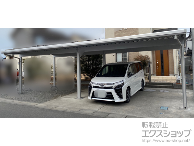 埼玉県加須市ののカーポート G-1SS 積雪〜20cm対応 4台用 間口連結 6本柱 スタンダートタイプ 施工例