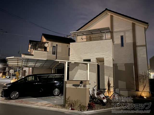 大阪府吹田市ののカーポート レイナポートグラン　積雪〜20cm対応×2+レイナポートグラン M合掌材 施工例