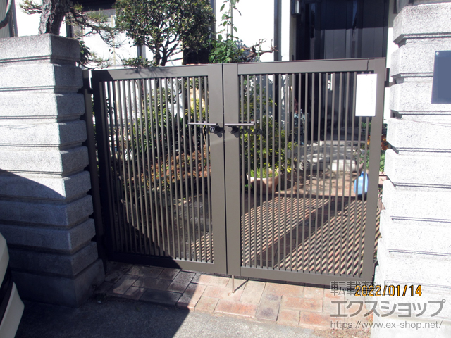 静岡県静岡市のの門扉 開き門扉AB TR2型 両開き　柱使用 施工例