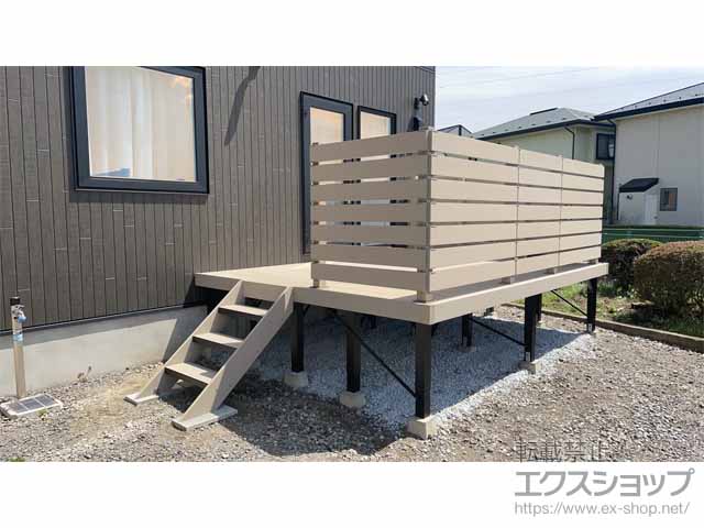 青森県八戸市ののウッドデッキ リウッドデッキ 200+リウッドステップ5型+リウッドデッキフェンス3型 施工例