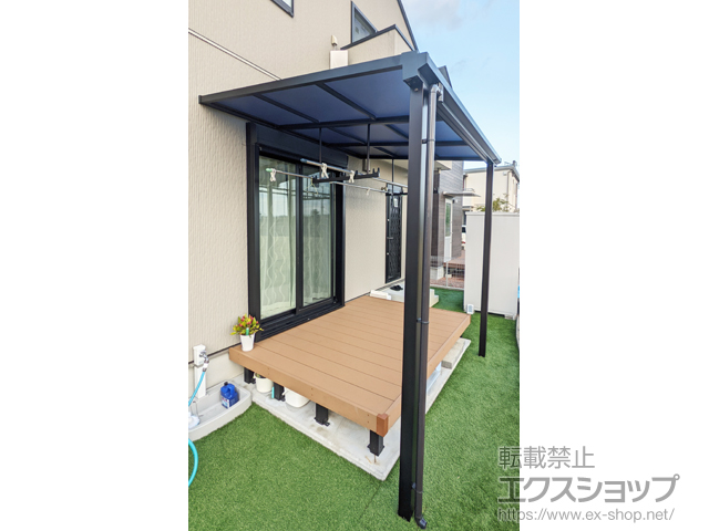 福岡県行橋市ののテラス屋根 ソラリア F型 テラスタイプ 単体 積雪〜20cm対応＋吊り下げ式固定物干し 施工例