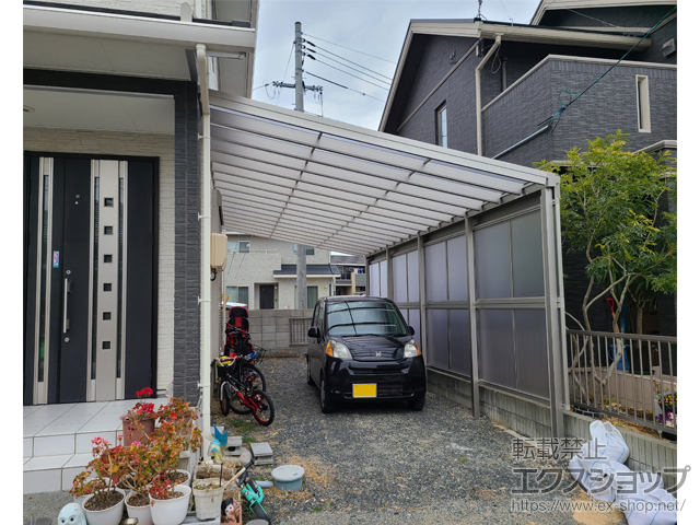山口県宇部市ののテラス屋根 ソラリア F型 ビッグサイズ 連棟 積雪〜20cm対応 施工例