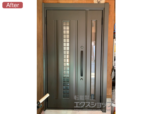 高知県吾川郡いの町のLIXIL リクシル（トステム）の玄関ドア リシェント玄関ドア3 アルミ仕様 親子仕様(ランマ無)L C20N型 ※手動仕様 施工例