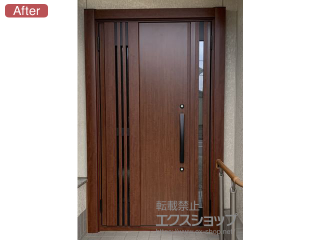 栃木県大田原市のLIXIL リクシル（トステム）の玄関ドア リシェント玄関ドア3 断熱K4仕様 親子仕様(ランマ無)L M83型 ※手動仕様 施工例