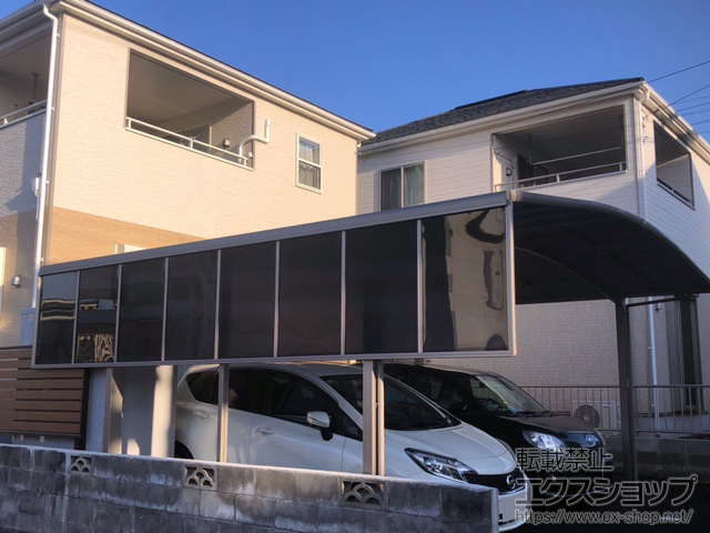 山口県周南市ののカーポート ネスカR (ラウンドスタイル) ワイド 積雪〜20cm対応+サイドパネル 施工例