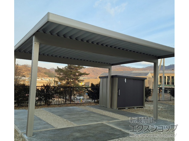 長野県松本市ののカーポート ジーポートneo 積雪100cmAタイプ 2台用 角柱4本柱 施工例