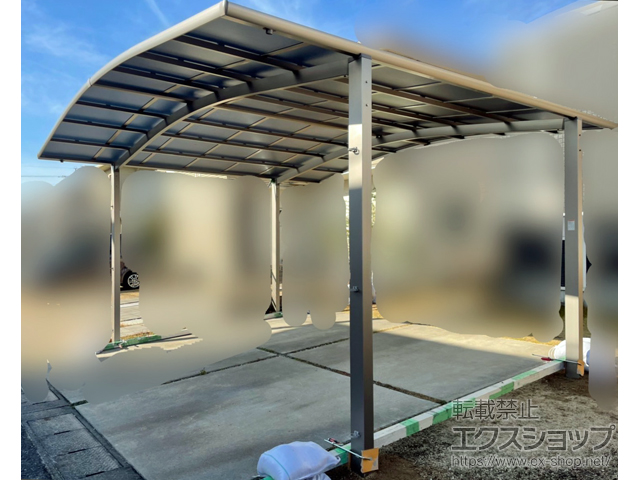 岡山県倉敷市ののカーポート ネスカR (ラウンドスタイル) ワイド 積雪〜20cm対応 施工例