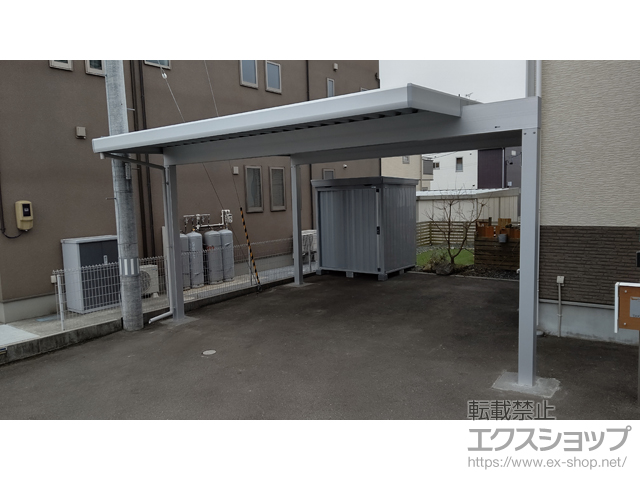 岩手県北上市ののカーポート ジーポートneo　Aタイプ 2台用 角柱4本柱 積雪〜100cm対応 施工例