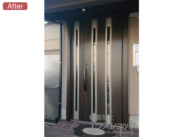 佐賀県佐賀市のLIXIL リクシル（トステム）の玄関ドア リシェント玄関ドア3 断熱K4仕様 親子仕様(ランマ無)R M24型 ※手動仕様 施工例
