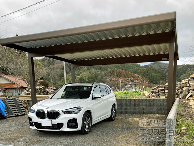 広島県山県郡北広島町ののカーポート ジーポートneo 積雪100cmAタイプ 2台用 4本角柱 施工例