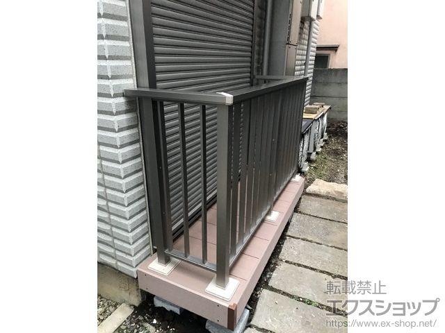 東京都大田区のLIXIL リクシル（トステム）のウッドデッキ レストステージ 幕板納まり＋モダンデッキフェンス T-10・4スパン 施工例