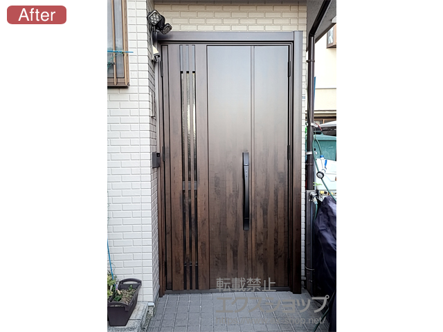 東京都北区のLIXIL リクシル（トステム）の玄関ドア リシェント玄関ドア3 断熱K4仕様 親子仕様(ランマ無)L M83型 ※カザスプラス仕様 施工例