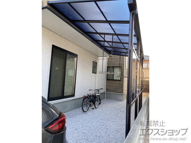 徳島県徳島市ののテラス屋根 ソラリア F型 テラスタイプ 単体　積雪〜20cm対応+前面パネル 施工例