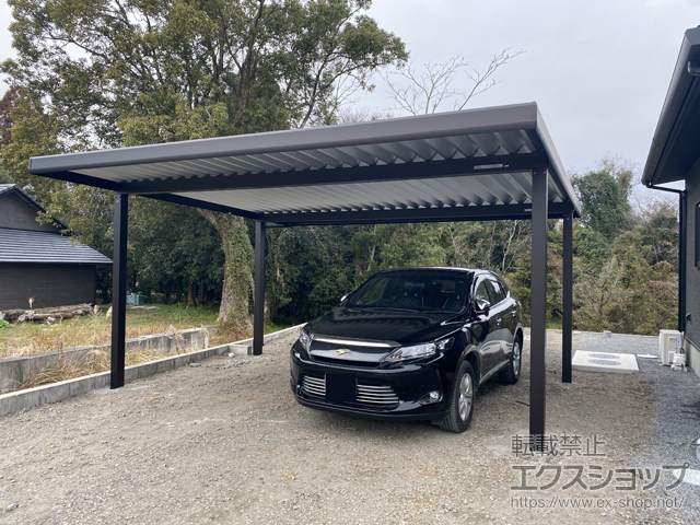 鹿児島県鹿屋市ののカーポート レオンポートneo Smart 2台用 角柱4本 積雪〜30ｃｍ対応 施工例