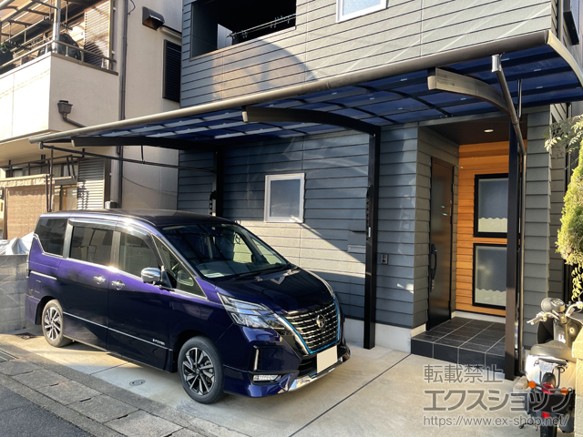 京都府宇治市ののカーポート レイナポートREグラン 延長 前下がり 積雪〜20cm対応 施工例