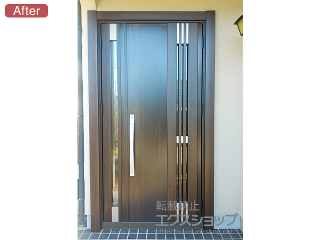 茨城県神栖市のLIXIL リクシル（トステム）の玄関ドア リシェント玄関ドア3 断熱K4仕様 親子仕様(ランマ無)R M83型 ※手動仕様 施工例