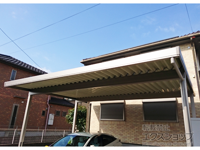 愛知県あま市のLIXIL リクシル（トステム）のカーポート テリオスポートIII 1500 2台用 角柱4本柱 積雪〜50cm対応 施工例