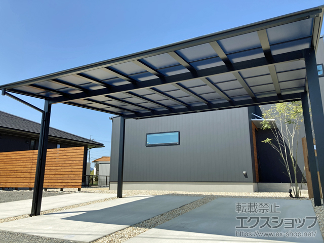 三重県鈴鹿市ののカーポート ネスカF (フラットスタイル) ワイド 積雪〜20cm対応 施工例