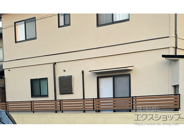 岡山県岡山市ののフェンス・柵 モクアルフェンス 横板タイプ 自由柱施工 施工例