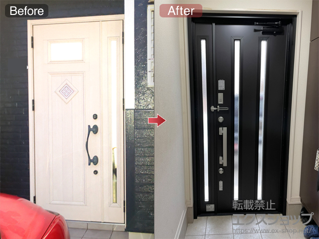 兵庫県高砂市のLIXIL リクシル（トステム）の玄関ドア リシェント玄関ドア3 断熱K2仕様 親子仕様(ランマ無)L M24型 ※タッチキー仕様(キー付リモコン) 施工例