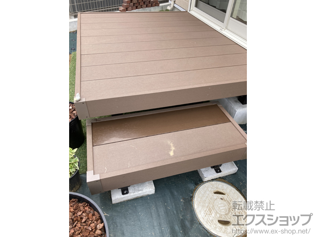 千葉県印旛郡酒々井町ののウッドデッキ マージウッドデッキ＋独立式リウッドステップ2型×1セット 施工例