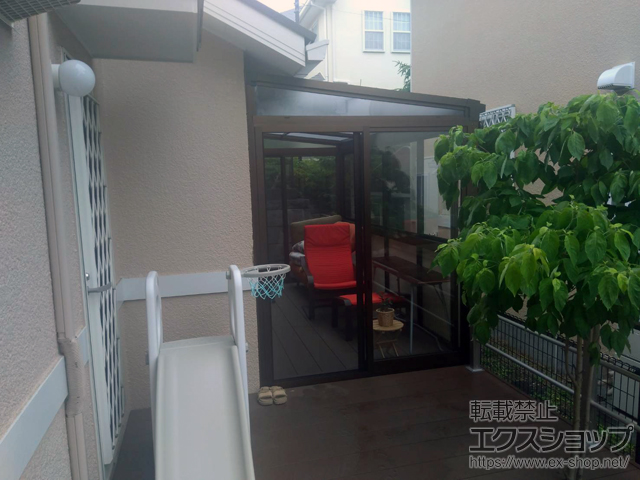 神奈川県横浜市ののテラス囲い・サンルーム ソラリアテラス囲い F型 床納まり ランマなし  ノーマル 積雪20cm対応 ＊ガラス組込み仕様 施工例