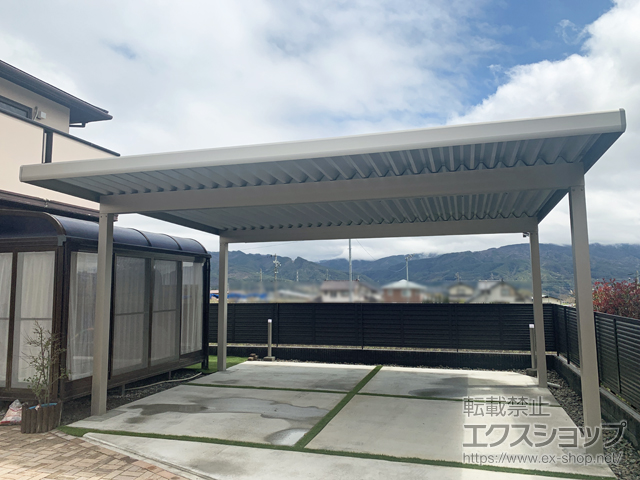 長野県上伊那郡箕輪町ののカーポート レオンポートneo 2台用  積雪〜50cm対応 ※角柱 施工例