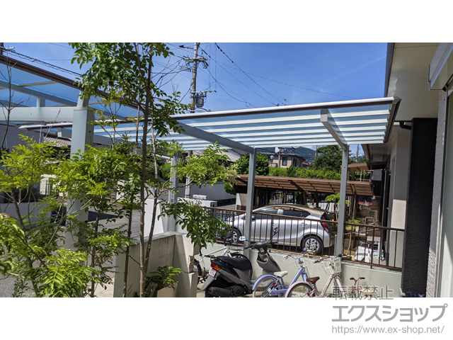 福岡県福岡市ののカーポート ニューマイリッシュ 延長 逆勾配 前下がり マテリアルカラー 積雪〜20cm対応 施工例