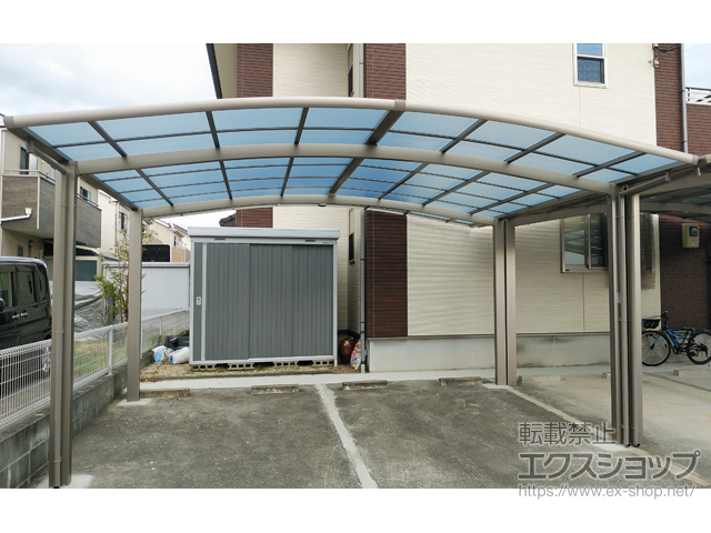 福岡県大牟田市ののカーポート ネスカR (ラウンドスタイル) ワイド 積雪〜20cm対応 施工例