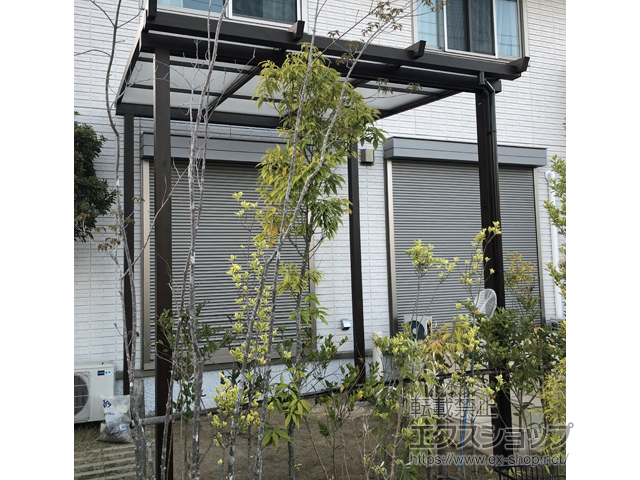 兵庫県三田市ののテラス屋根 ナチュレN 壁寄せ納まり 単体 積雪〜20cm対応 施工例