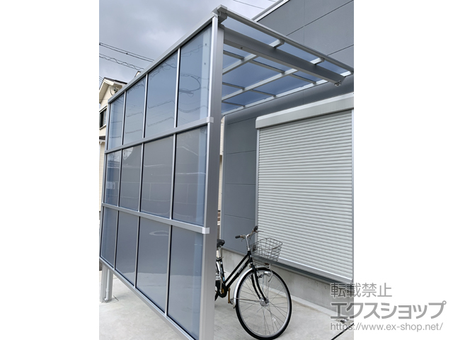 大阪府泉大津市ののサイクルポート・駐輪場 ネスカFミニ (フラットスタイル) 積雪〜20cm対応＋ネスカFミニ用サイドパネル3段 施工例