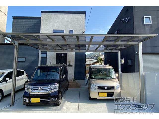 福岡県北九州市ののカーポート ネスカF (フラットスタイル) ワイド 積雪〜20cm対応 施工例