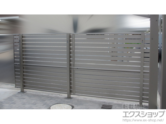 埼玉県さいたま市ののフェンス・柵 シンプレオフェンスSY1型 横半目隠し 2段支柱 自立建て用（パネル2段） 施工例