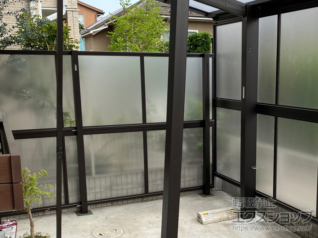 東京都日野市ののフェンス・柵 シンプレオフェンスP1型 目隠しポリカパネル 2段支柱 自立建て用 施工例